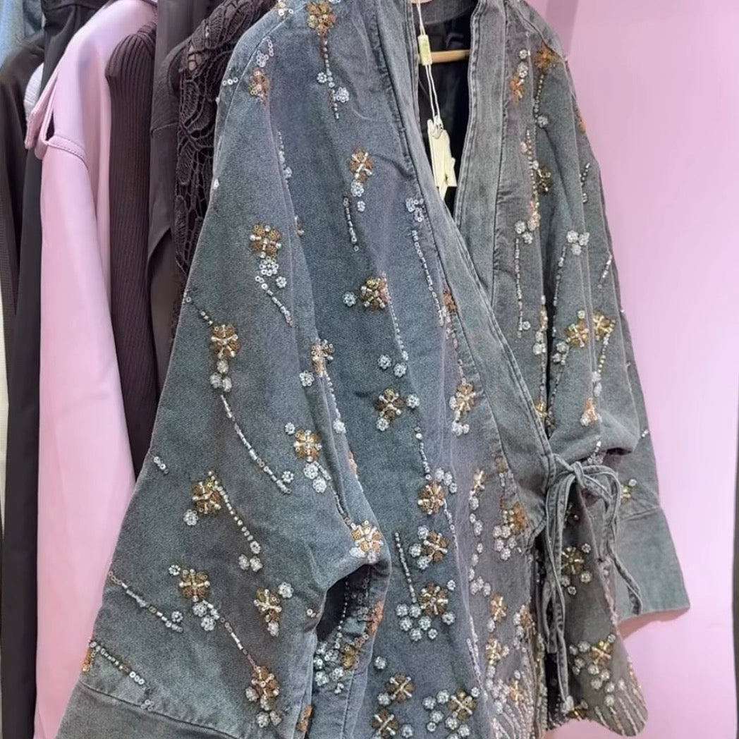 Kimono denim in paillettes