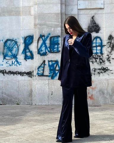 Tailleur in velluto Blu