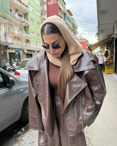 Chiodo eco pelle over