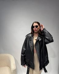 Chiodo eco pelle over