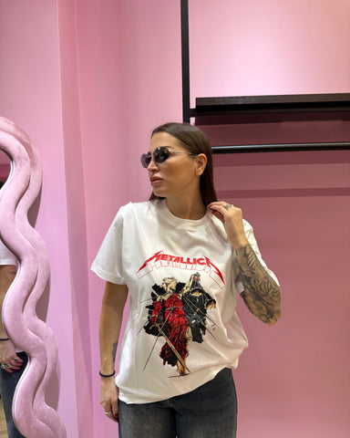 Tshirt metallica bianco-rosso