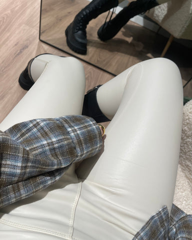 Leggings eco pelle panna