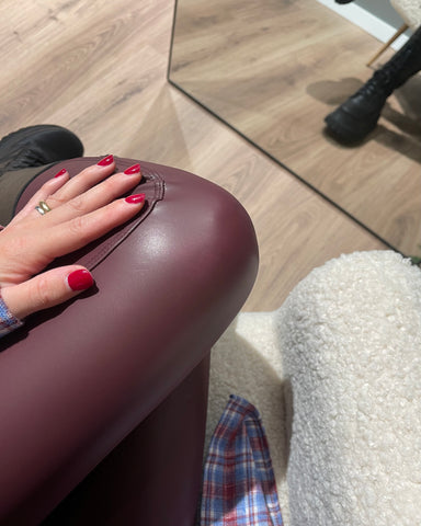 Leggings eco pelle bordeaux