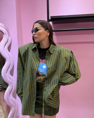 Camicia a quadri verde w46059