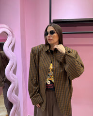 Camicia a quadri marrone w46059