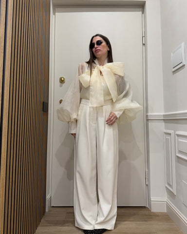 Pantalone classico panna
