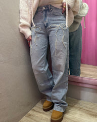 Jeans fiocco in perle A3069
