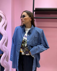 Camicia a quadri blu w43005