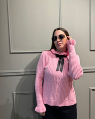 Maglia con fiocco rosa