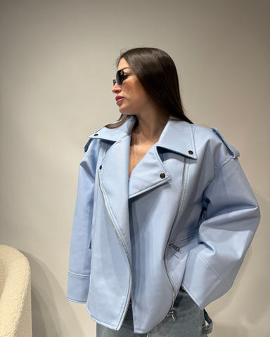 Chiodo eco pelle Azzurro