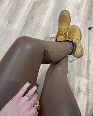 Leggings eco pelle marrone