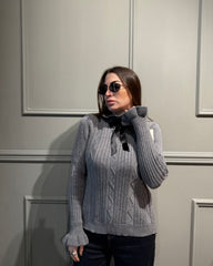 Maglia con fiocco grigia