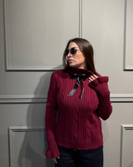 Maglia con fiocco bordeaux