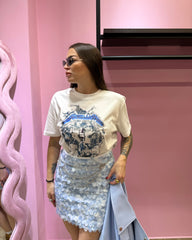 Gonna azzurra in paillettes