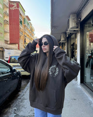 Felpa crome con cappuccio